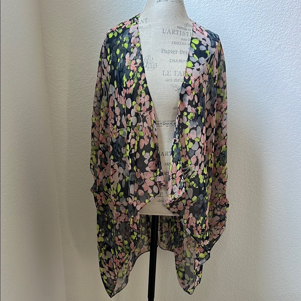BCBG MAXAZRIA Floral Sheer Kimono